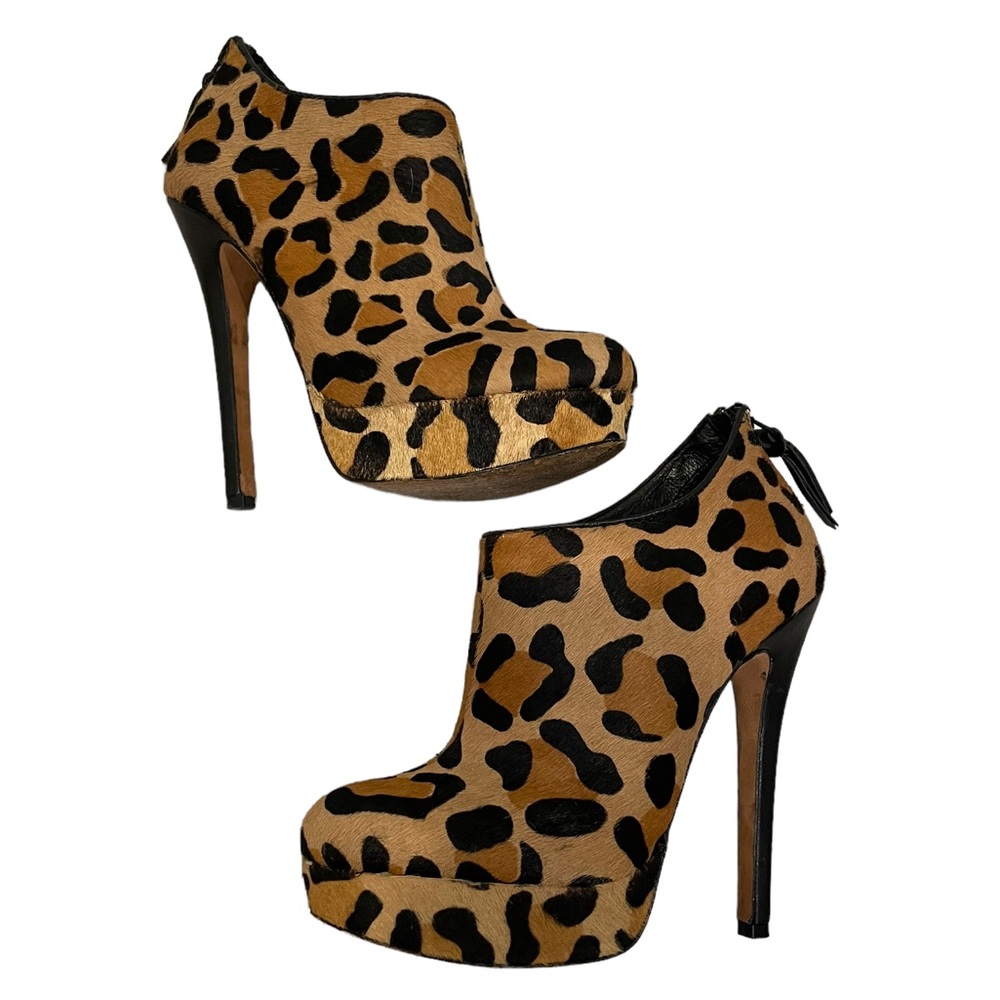 Leopard Print High Heel Ankle Boots